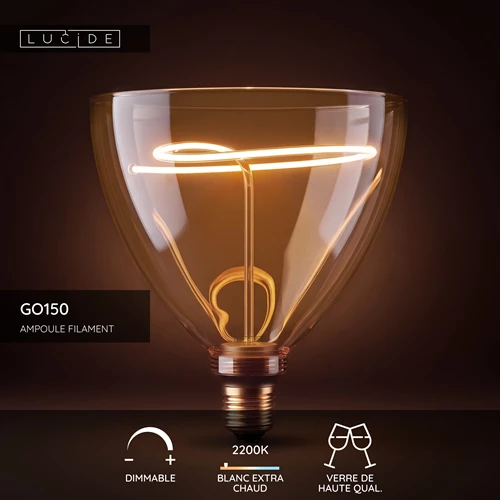Lucide GO150 - Ampoule filament - Ø 15 cm - LED Dim. - E27 - 1x4W 2200K - Ambre - USP